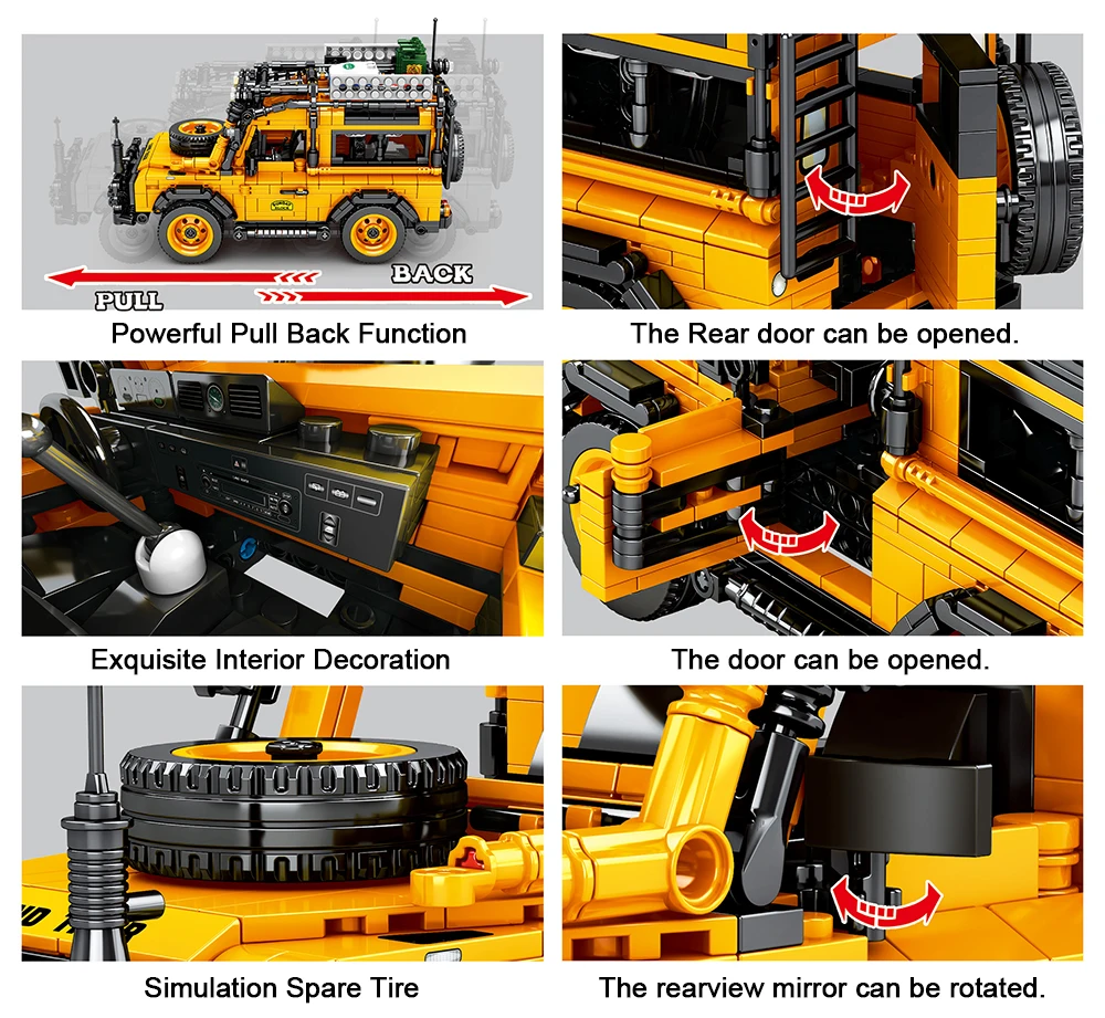 

New MOC High-Tech Land Defender 90 Building Blocks Bricks Creative Pull Back Offroad Car Toys for Kids Christmas Gifts