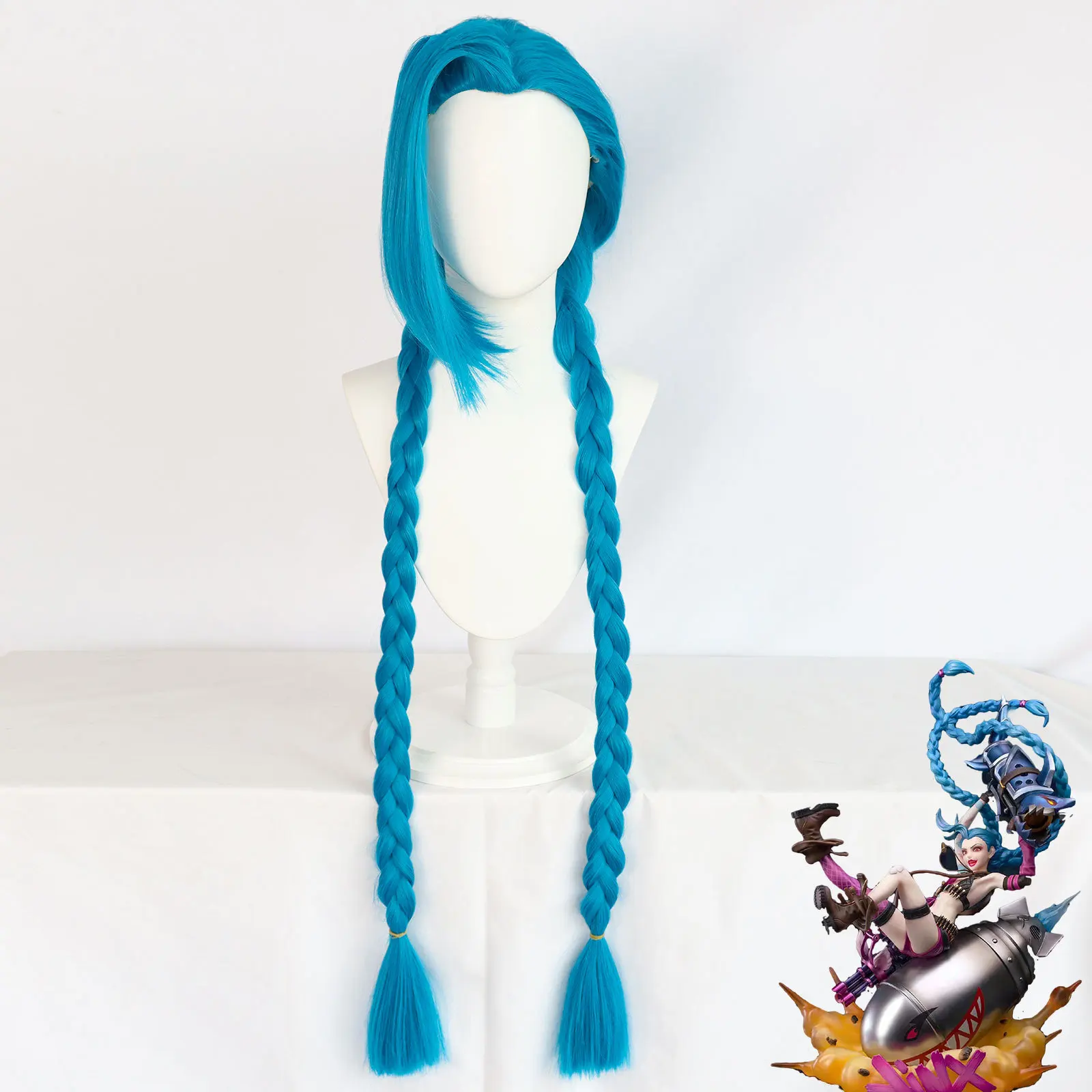 

LoL Arcane Jinx Cosplay Costumes Outfits Girls Women Halloween Carnival Cos Blue Twist Braid Hairs Anime Cosplay Wig