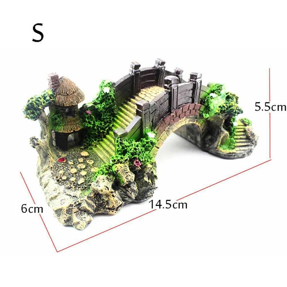 Аквариум Украшение из смолы мост павильон дерево скала аквариум аксессуары