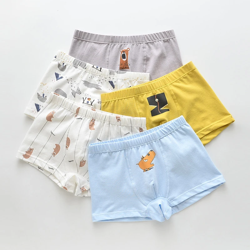 5 шт./лот хлопковые трусы с рисунком для мальчиков и девочек детские боксеры