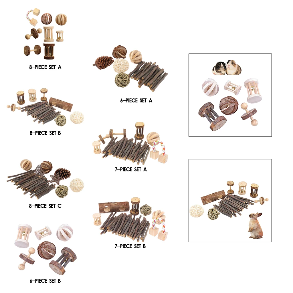 

Wooden Rat Guinea Pig Chinchilla Hamster Chew Toys Sticks Twigs Dumbbells Willow Ball Unicycle Play Toy Exercise Molar