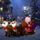 Гигантский Рождественский надувной Санта-Дед, Декор Светильник кой, две каретки с оленями, кукла-Клаус, уличное украшение для сада и Рождества, 180 см