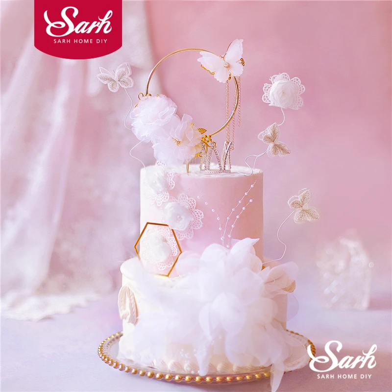 Бабочка пряжа проволока Ловец снов корона Топпер для торта акрил с днем рождения