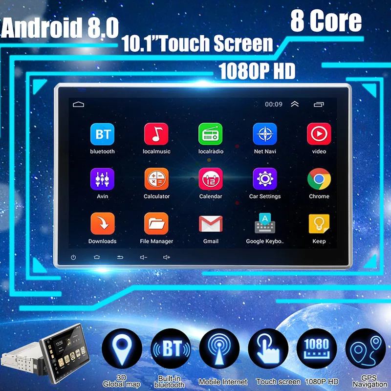 Регулируемый 10 1 дюймовый сенсорный экран автомобильное радио стерео 8 ядер GPS Wifi