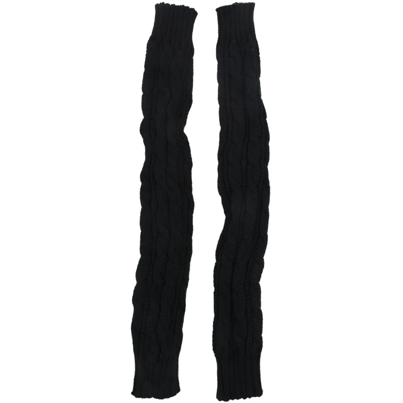 

2 Pair Fashion Winter Women Men Gloves Unisex Arm Warmer Long Fingerless Knit Mitten 50 Cm - Dark Gray & Black