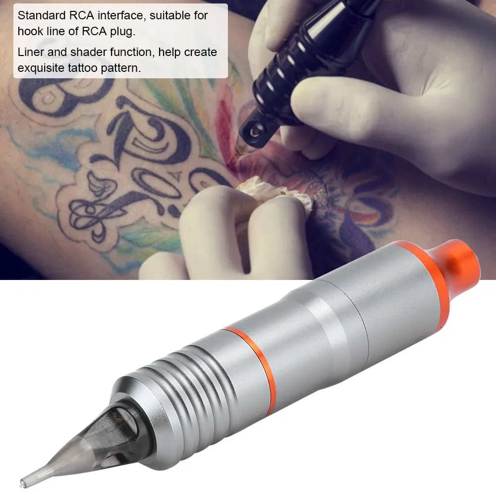 

Strong Motor Tattoo Machine Liner Shader with 1pcs Cartridge Needle Spiral Anti Slip Tattoos Pen RCA Interface Permanent Tattoo