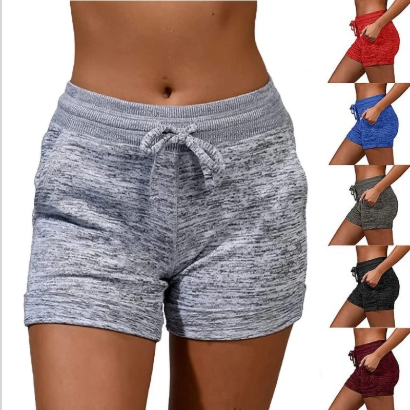 

Шорты женские спортивные на шнуровке, повседневные свободные простые эластичные Прямые пляжные с завышенной талией, с карманами, для бега и...