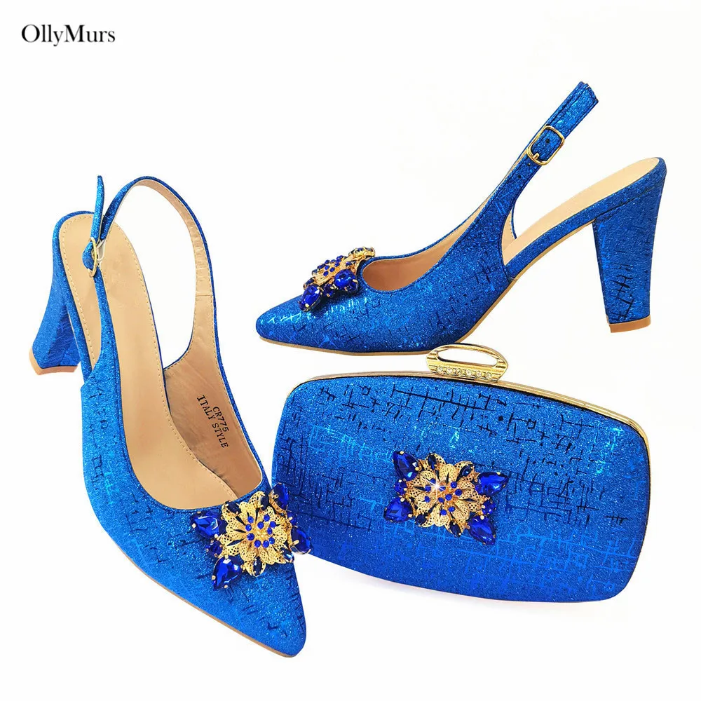 

Latest Design Italian Party Shoes With Matching Bag Set For Wedding African Elegant Pumps Shoes And Bag Set On Stock