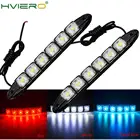 1X 6 светодиодный s Авто декоративный гибкий светодиодный полосы высокое Мощность 12V Авто дневные ходовые огни светильник светодиодный полосы светильник белый или черный корпус