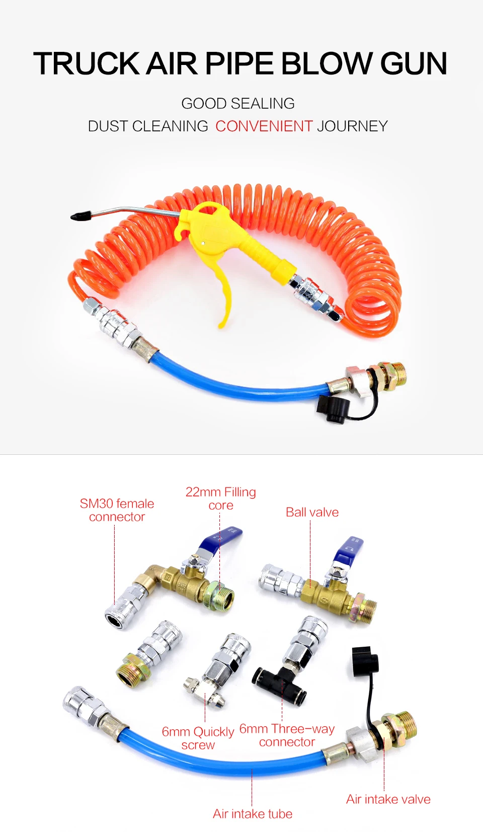 Free shipping Car truck dust gun air tank dust gun cab three-way high-pressure air gun car air intake pipe blowing gun