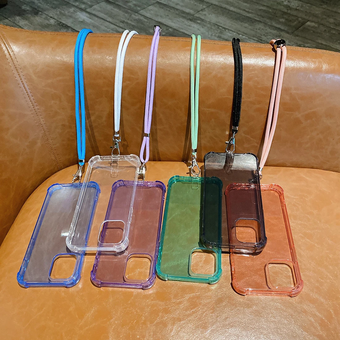 

Silicone TPU Anti-Drop Lanyard Phone Case, Suitable For iPhone 12 11Pro XSmax XS XR X 8 7 Plus sShockproof Back Cover