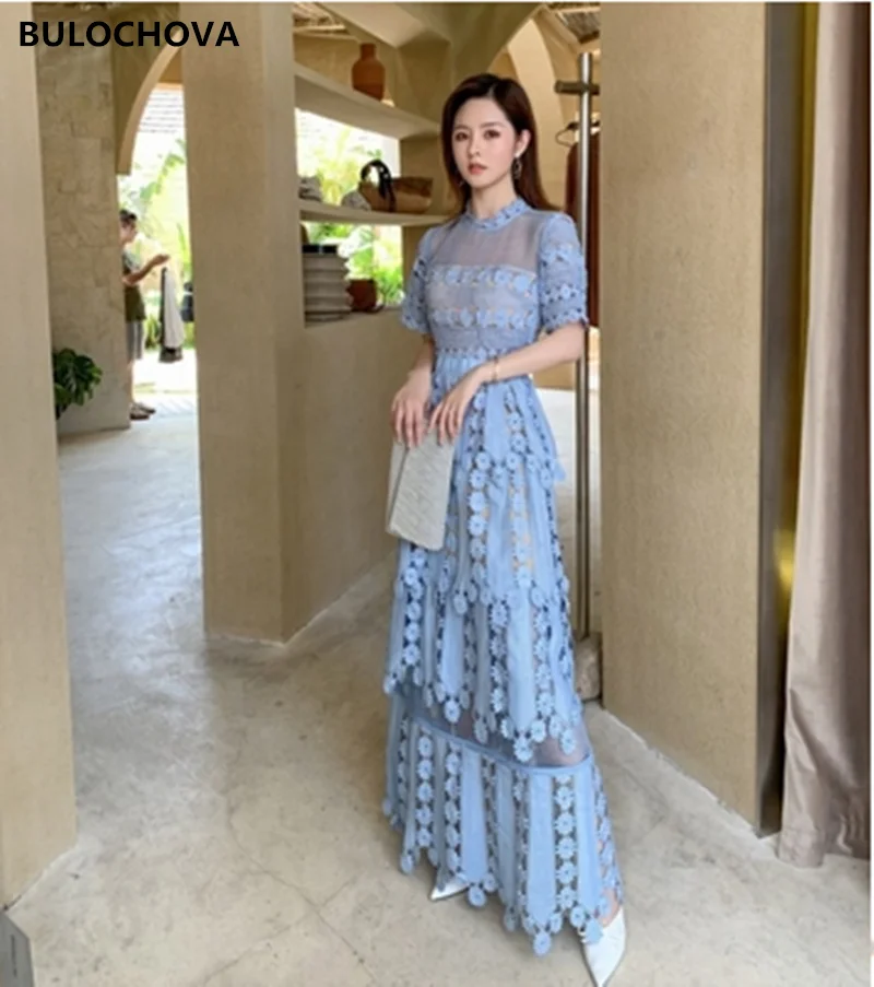 

Женское винтажное кружевное платье, длинное праздничное платье пэчворк с вырезами, дизайнерское модельное платье с коротким рукавом, весна...