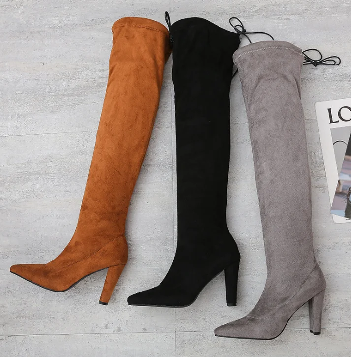 

2020 Spring Winter Working Shoes High Top Female Boots High Heel Best Quality Wholesale Women Female Lightweight Women Booties