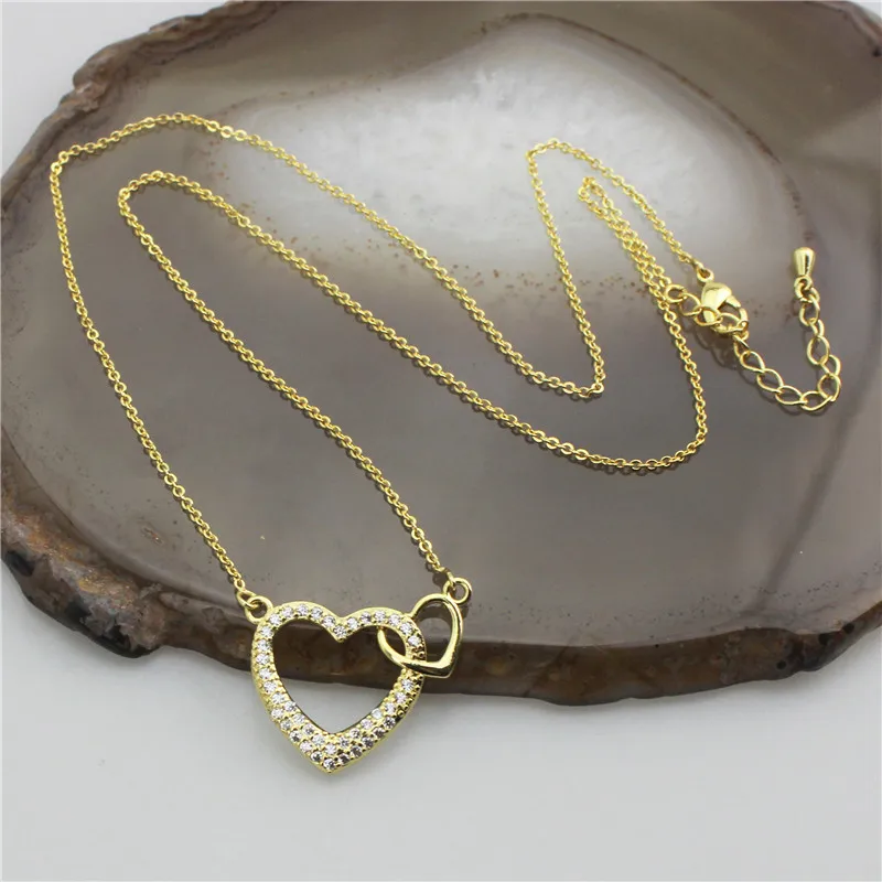 10 штук/лот 19-дюймовое новое дизайнерское ожерелье из циркония в форме сердца/молнии/звезды/луны, ювелирное изделие с позолоченной медной цепочкой, дешевая оптовая продажа.