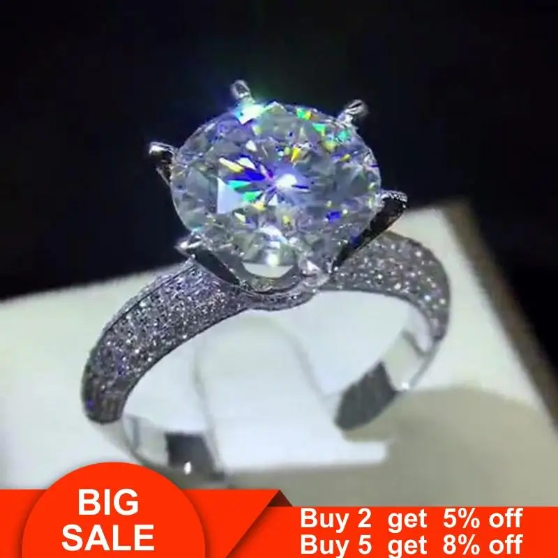 Косынка обручальные кольца для женщин 925 стерлингового серебра 3ct AAAAA cz Женское