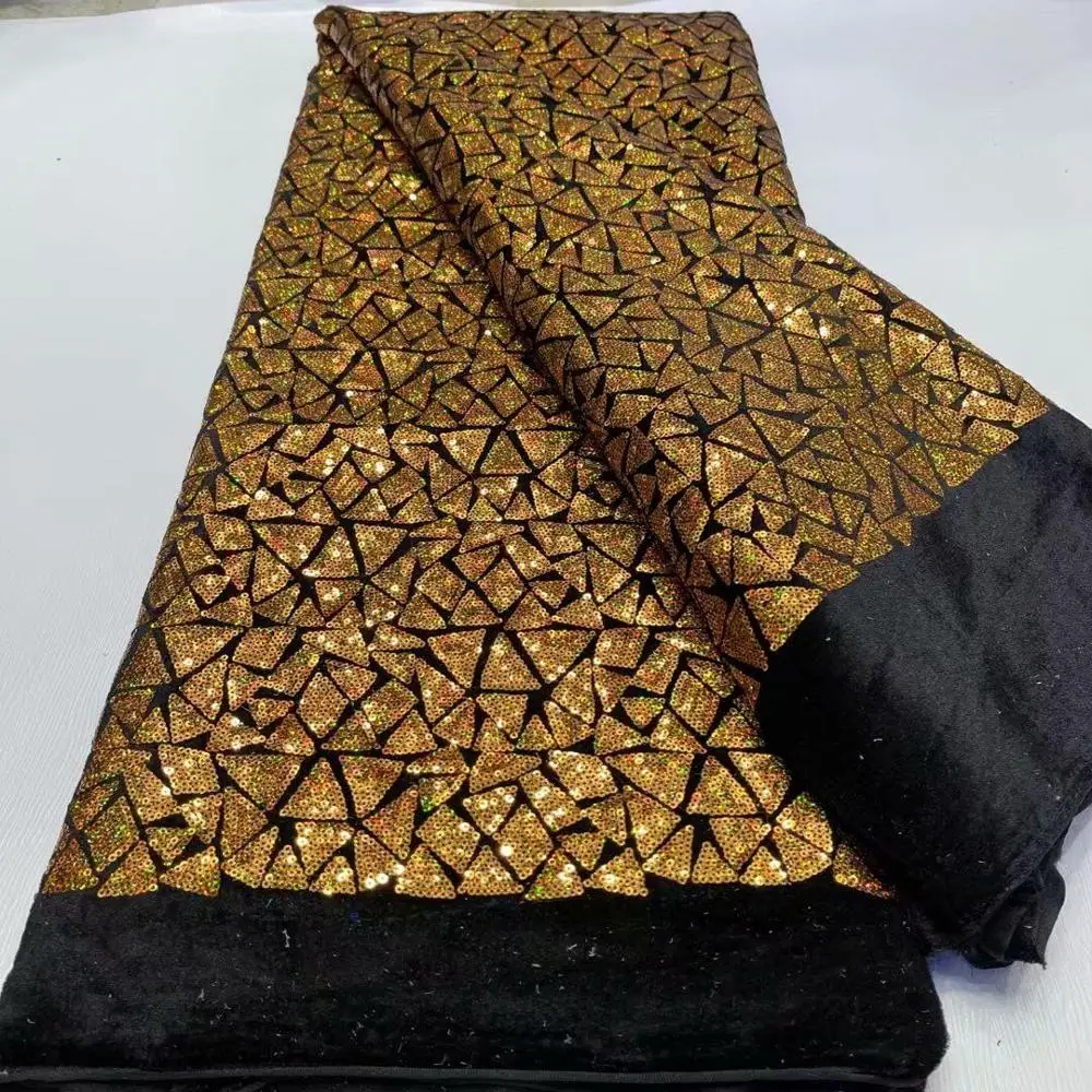 Материал для теплого платья, африканская ткань, изящный узор, сделано всеми цветными блестками, AJV32, оптовая продажа, африканская бархатная ...