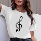 Новинка лета 2020, футболка для музыкального фестиваля, женская футболка с забавным принтом музыкальных нот, Повседневная футболка в Корейском стиле с коротким рукавом и круглым вырезом