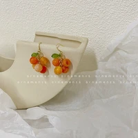 zdmxjl fashion creativity women earrings sweet fruit tangerine ball ear hook eardrop earring for girl jewelry gift