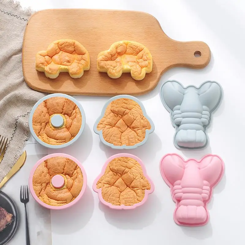 

Kapmore 1pc Food Grade Silicone Cake Mold Lobster Penguin Donut Car Shape DIY Baking Tools Accessories Cartoon Chocolate Mold