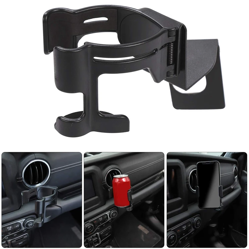 Multi-Function Drink Cup Phone Holder,2 in 1 Bolt-On Stand Bracket Organizer for 2018-2019 Jeep Wrangler Jl Sport Sports Sahara