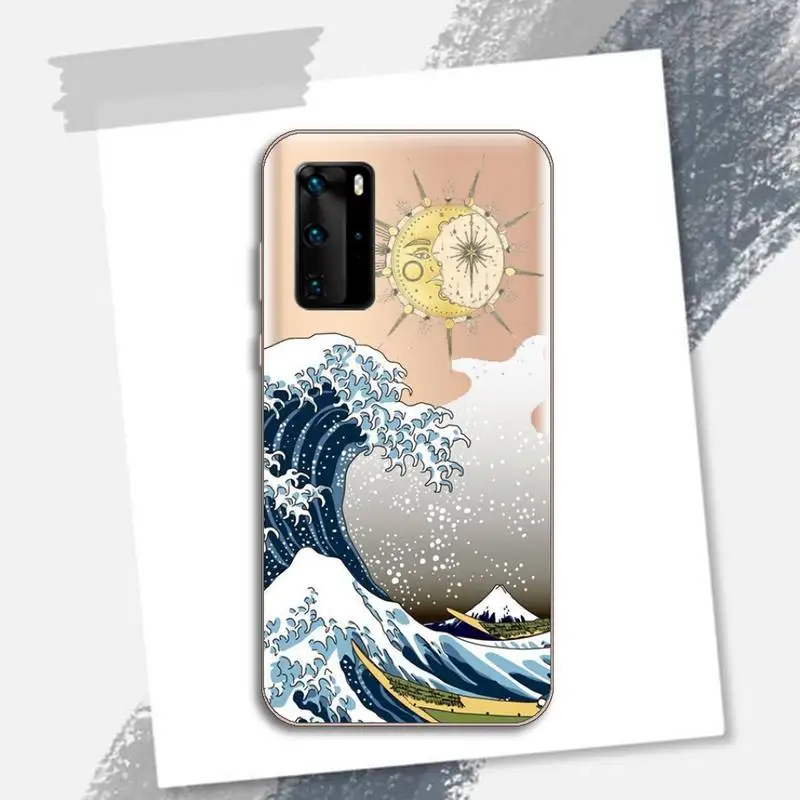

aesthetic vaporwave sea sun Phone Case Transparent for Huawei P honor 8 10i 20 30 40 smart 2019