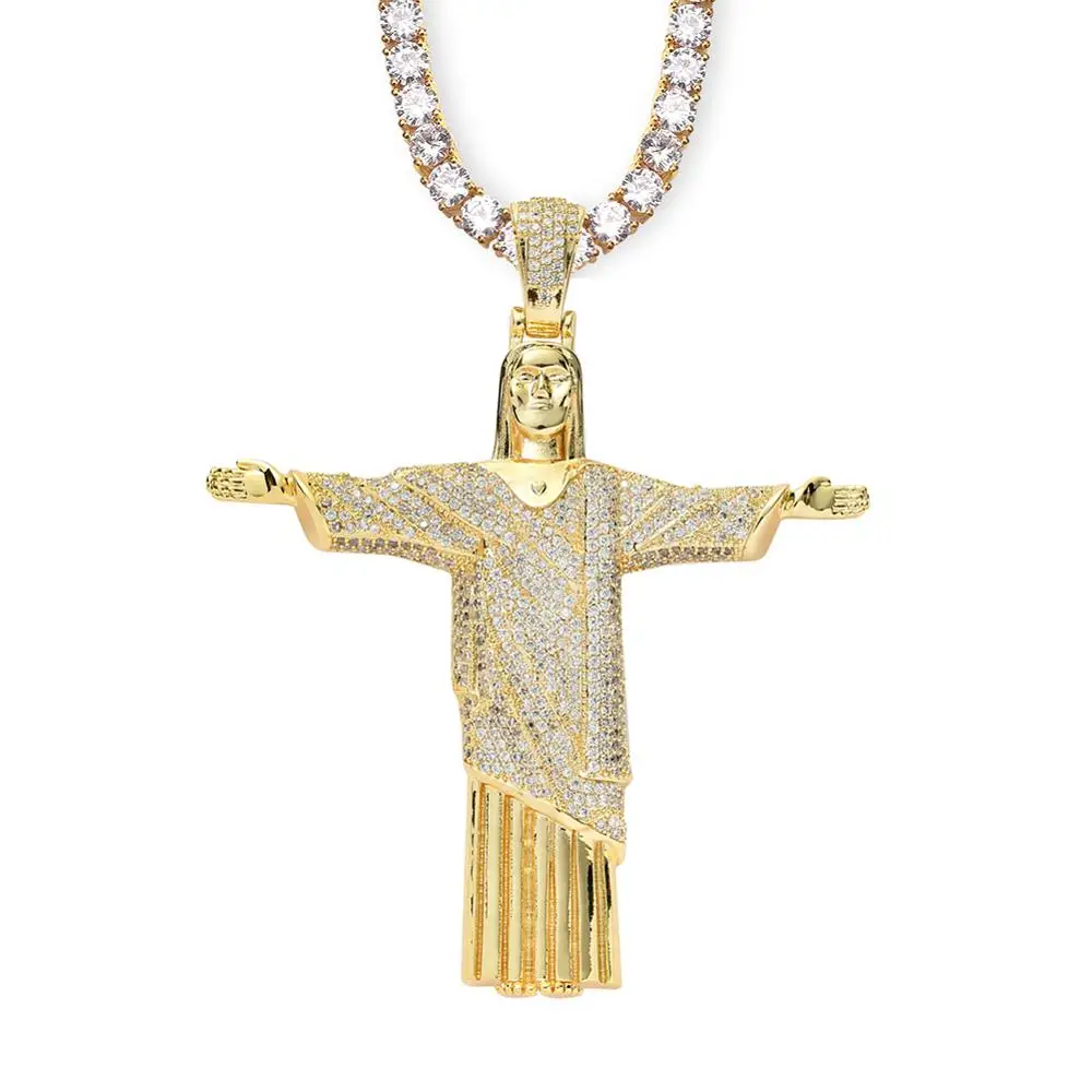 Новый стиль хип-хоп золотой кулон Христос Иисус как крест ювелирные изделия |