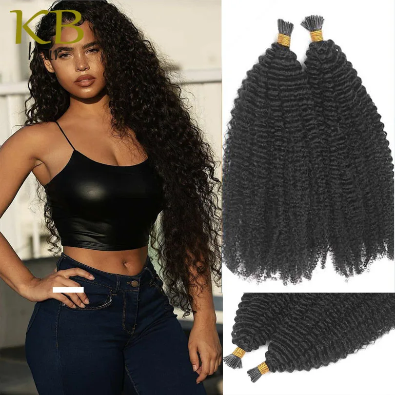 

Afro Kinky Curly I Tip Hair 100 Strand Mongolian Pure Colored Hair Machine Remy Human Hair 1g/s 100g Extensions I Tip Stick Hair