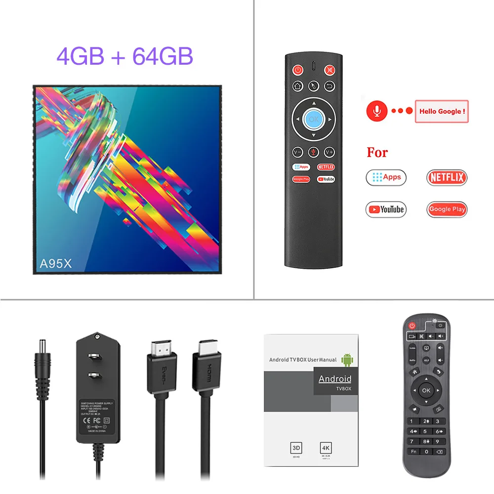 4G 64G T1 Voice Remo A95X R3 ТВ приставка Android 9,0 4 Гб 64 Гб Rockchip RK3318 поддержка 1080p 4K 100M USB3.0 5G двойной Wifi Google Netflix Youtube медиа плей - Цвет: 4G 64G T1 Voice Remo