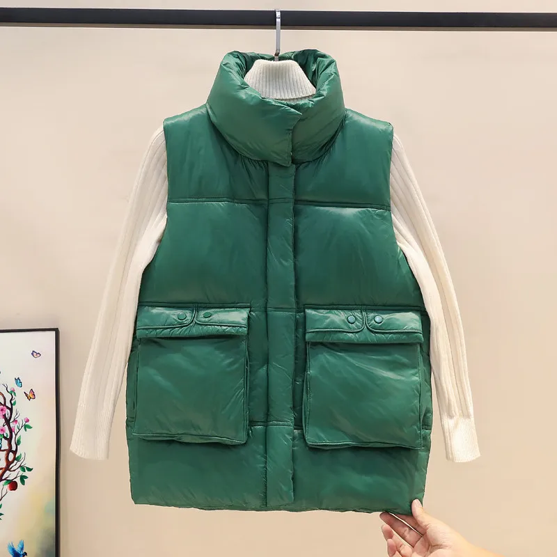 Женский Осенний жилет с воротником-стойкой теплый для женщин Chaleco Mujer Gilet Casaco Feminino