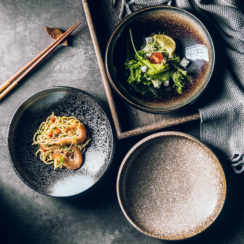 

Thick and beautiful plate deep nest ceramic plate creative plate Japanese irregular ceramic plate loading plate restaurant plate