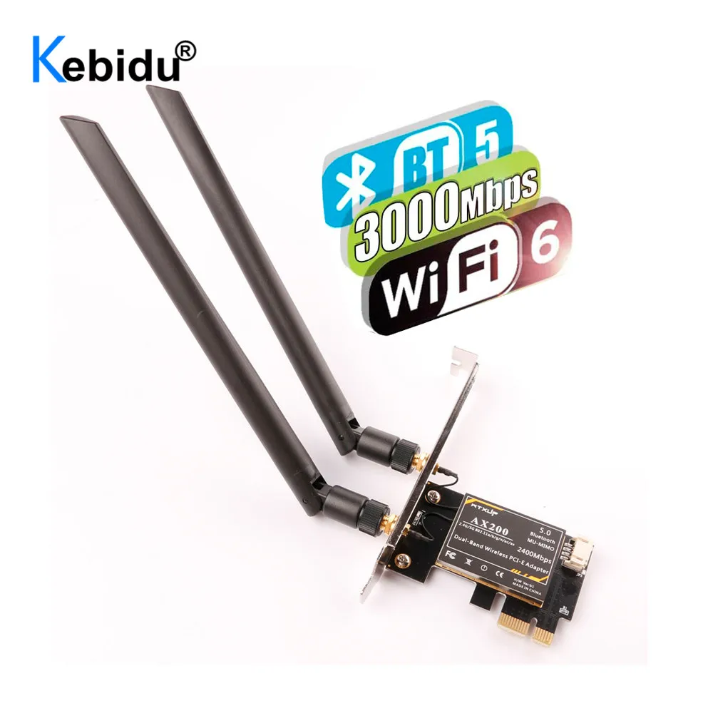 Wi Fi адаптер Intel AX200 5 ГГц донгл Bluetooth сеть 6 карт PCI Express антенна для ПК|Сетевые карты|