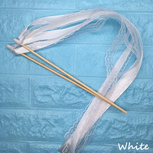 White 2Ribbon 2Lace 50 шт. белые кружевные ленты палочки Свадебные Вертлюги палочка для свадебной ленты палочка с колокольчиком - Цвет: White 2Ribbon 2Lace