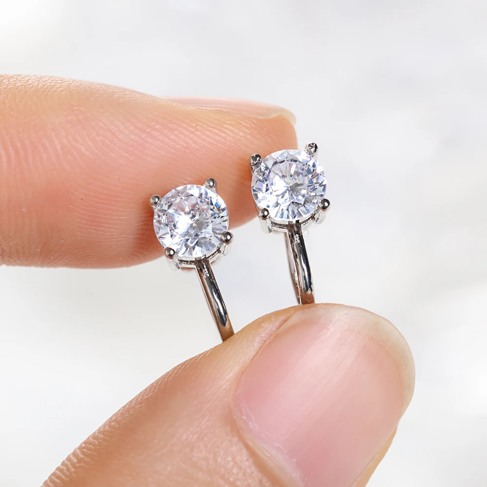 

Top Quality 6MM AAA Cezch Zircon Chic Filled Tragus Earring For Women Non Piercing Clip Earing Ear Cuff 2021 Also Be Nose Ring