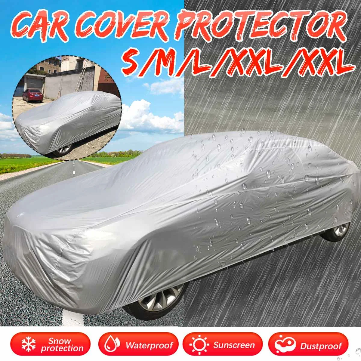 

Universal Car Covers Indoor Outdoor Full Auot Cover Sun UV Snow Dust Resistant Protection Cover Size S/M/L/XL/XXL