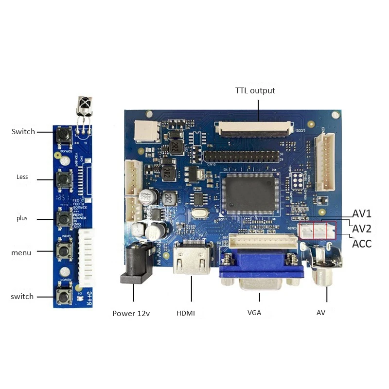 Плата драйвера управления NEW HDMI/VGA/AV + 7 дюймовый ЖК дисплей высокой четкости IPS для