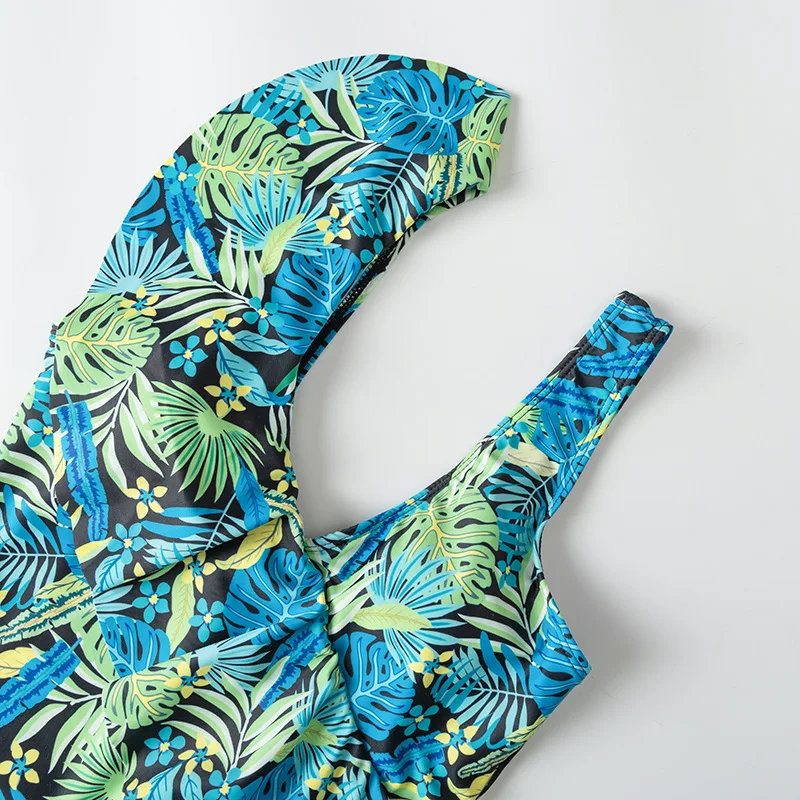 Сексуальный цельный купальник с оборками женская одежда для плавания принтом