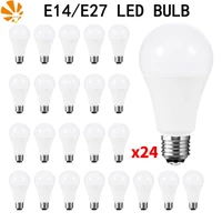 24pcslot led bulb lamps ac220v 20w 18w 15w 12w 9 6 3 e14 e27 for home bombillas lampada spotlight lighting coldwarm white lamp