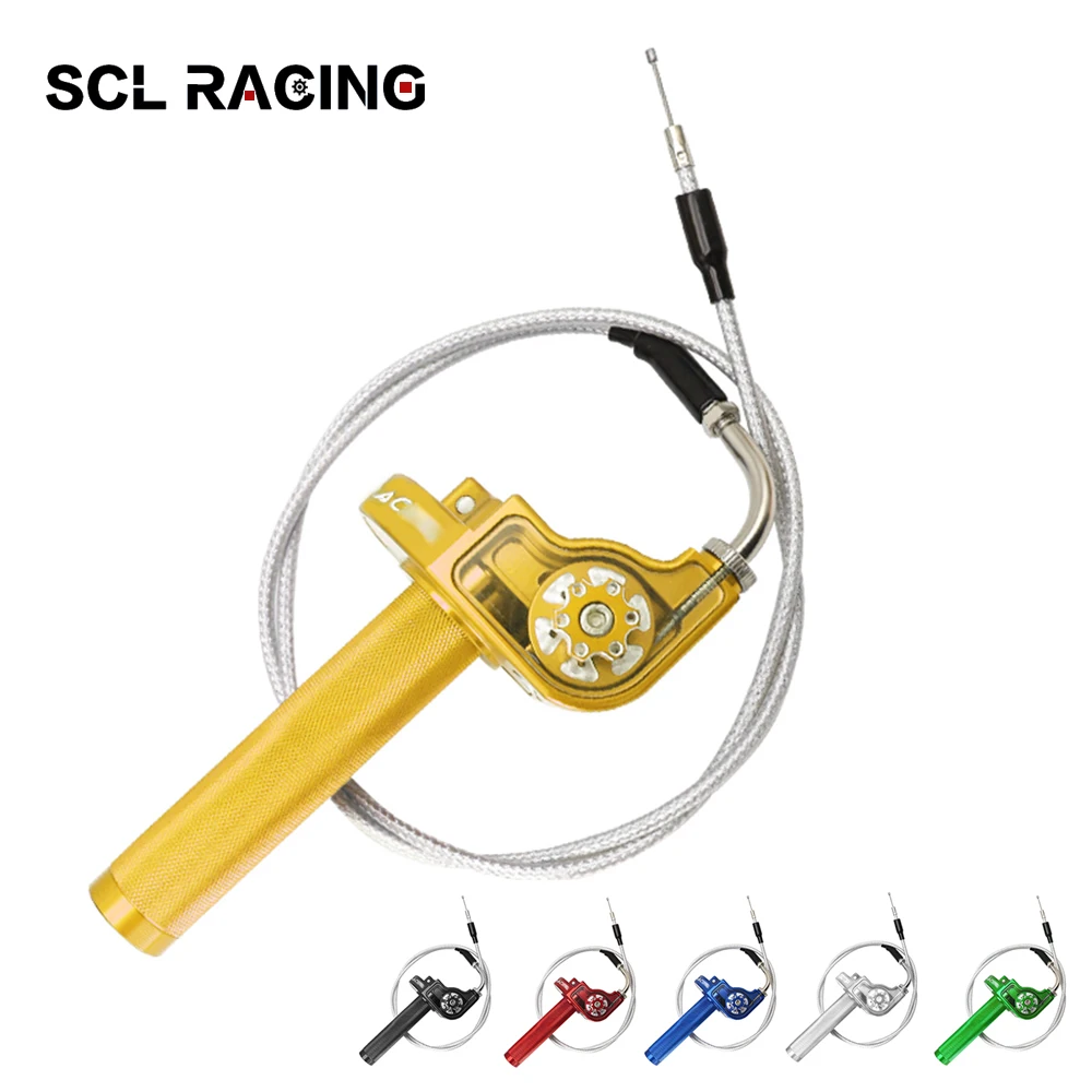 

SCL Racing Motorcycle 22mm CNC Aluminum AC Twist Throttle Grip With Elbow Throttle Cable For Dirt Bike Motocross Motorbike