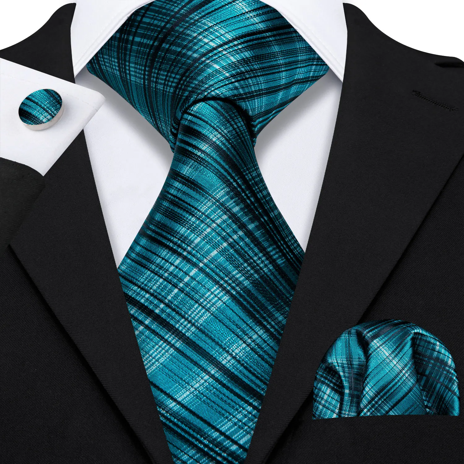 Yellow Plaid Ties For Men Shirts Silk Men's Tie Handkerchief Cufflinks Set 15 Colors Neck Barry.Wang Fashion Design S-5241 | Аксессуары