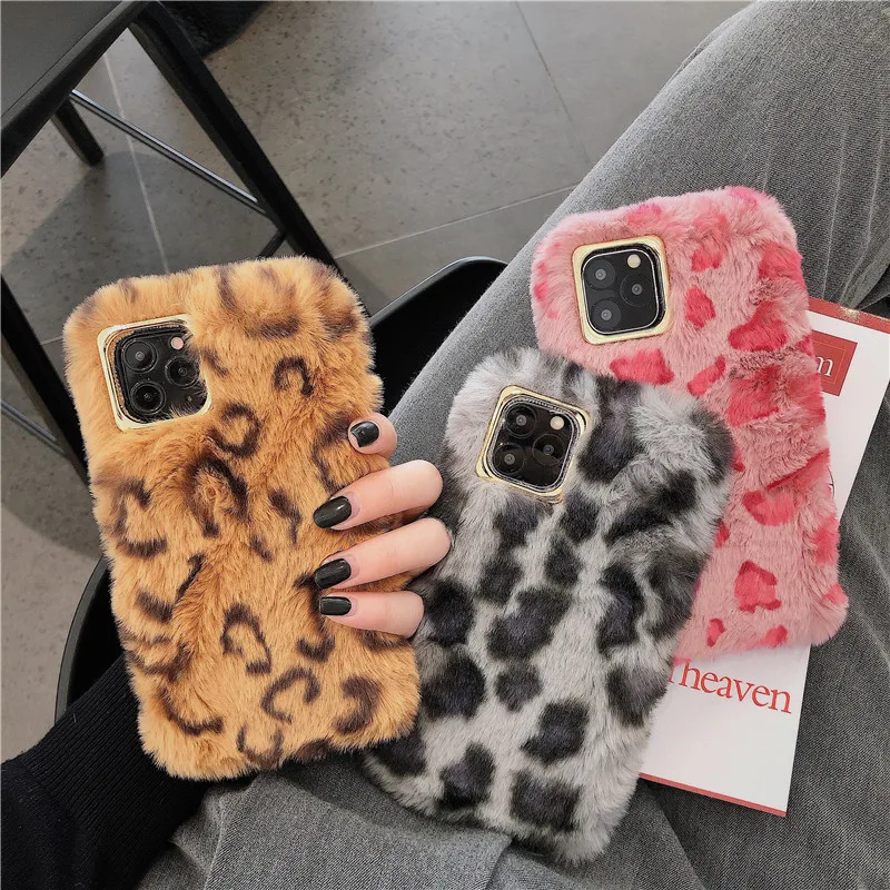 Чехол для телефона KJOEW iPhone 7 8 Plus X XR XS Max 11 Pro с леопардовым принтом зимний теплый