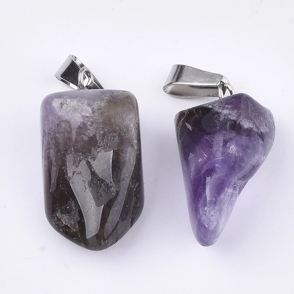 

24pcs/lot Natural Stone Pendants Purple Crystal Nuggets Irregular Charms for Women DIY Necklace Jewelry Making