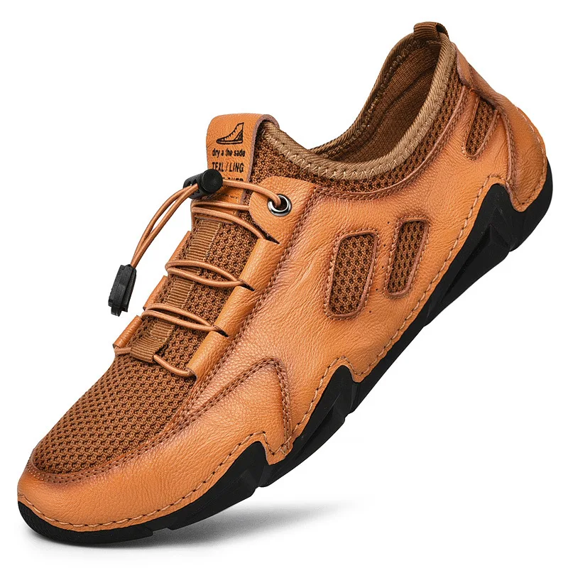 

New Fashion Shoes Summer Breathable Mesh Sneakers Men's Fashion Casual Shoes Peas Shoes Leather Shoes