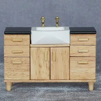 dollhouse mini furniture miniature modern oak wash basin sink unit cabinet for bathroom decor accessories mini 10 24 28 1cm