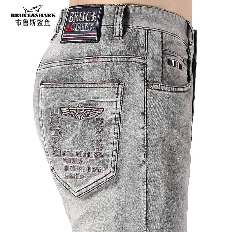 Джинсы BruceShark мужские зимние модные повседневные штаны с прямыми утепленными
