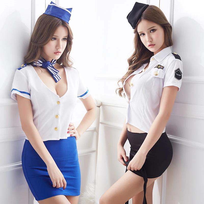 OMYSKY Cosplay Sexy Stewardess Uniforms Women Lingerie Hot Costume Dress For Erotic Porn |