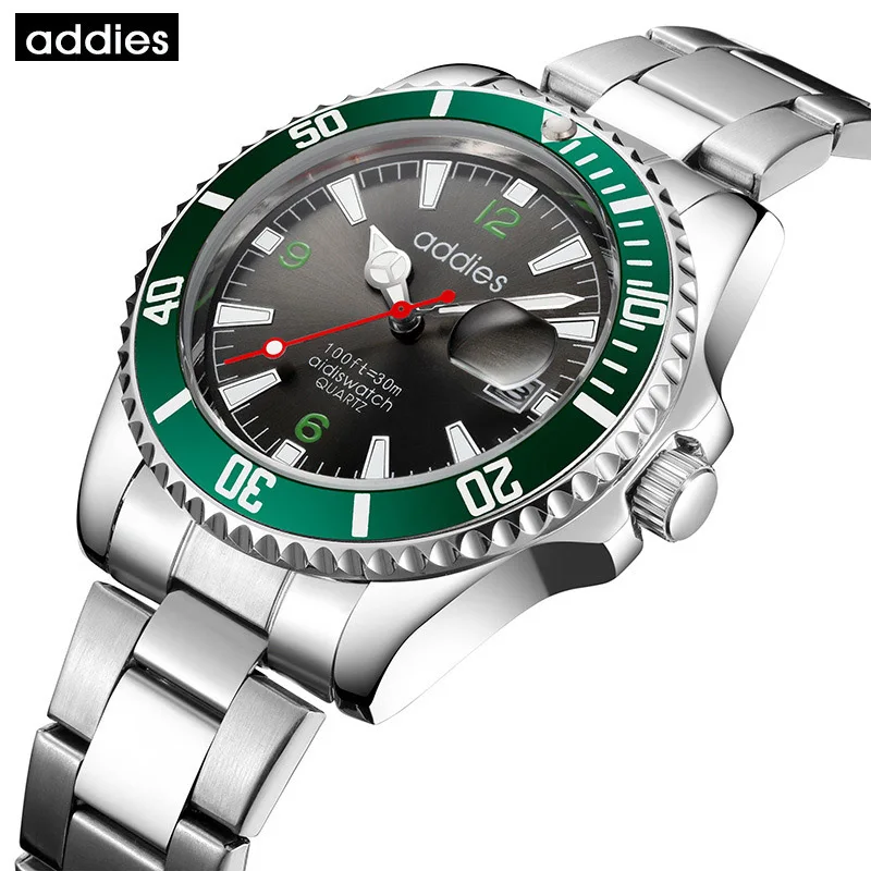 Топ бренд Addies модные часы для мужчин Rolexable кварцевые аналоговые полностью из