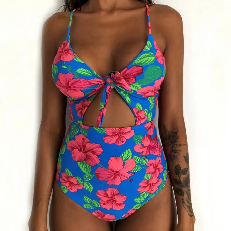 Женский купальник 2020 сдельный Цветочный для женщин большой лист пляжный
