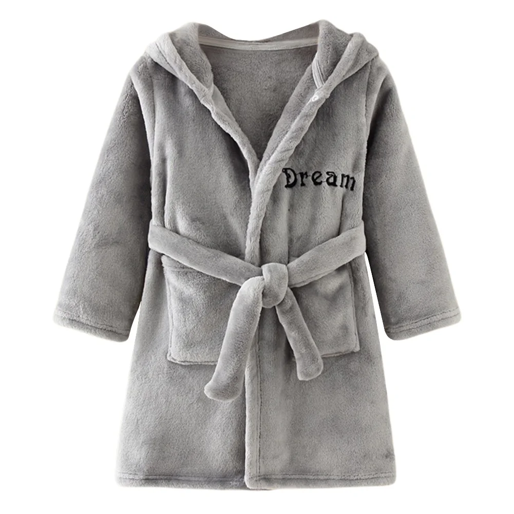 Children Bath Robes Flannel Winter Kids Sleepwear Hooded Robe Infant Nightgown for Boys Girls 3-10 Years Baby Clothes For Kids