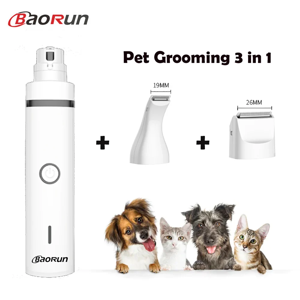 

Baorun 3 IN 1 Pet Grooming Machine Dog Cat Hair Trimmer USB Rechargeable Pets Clippers Nail Grinding & Hair Trimmer & Foot Hair