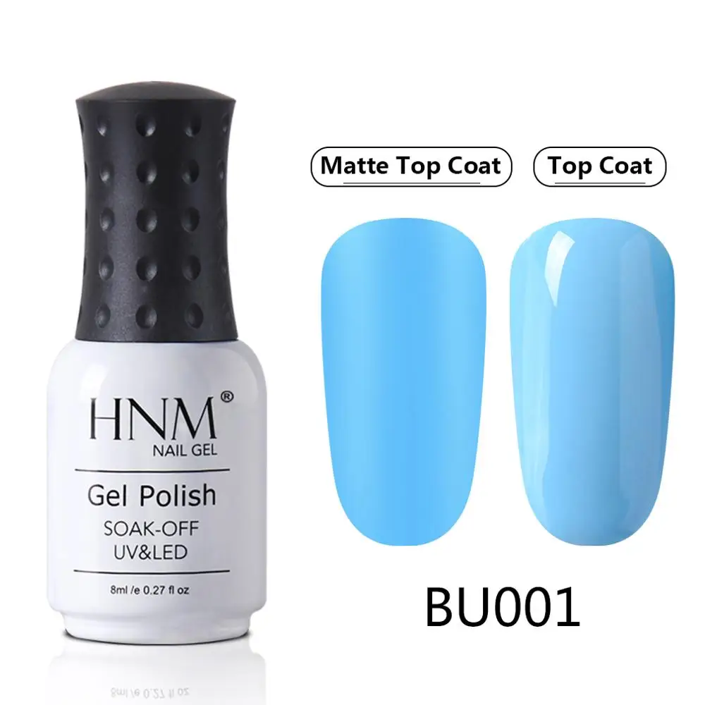 BU001 HNM Blue Purple Matte Effect Gel Nail Polish Need Matt Top Coat Base Semi Permanent UV LED Lamp Hybrid Varnishes Lacquer Gellak - Цвет: BU001